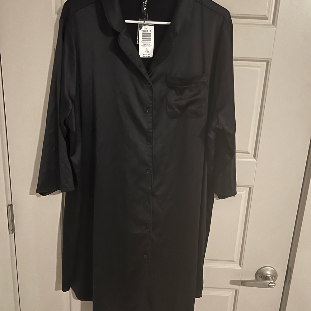 Torrid Black Satin Tunic Gown NWT